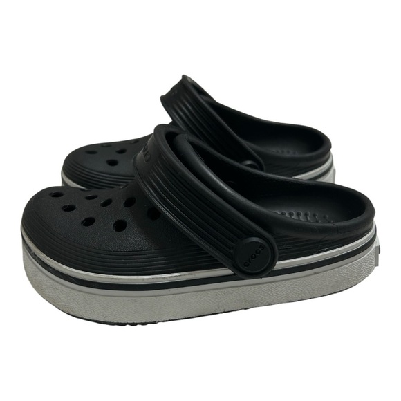 CROCS Black and White Slippers with Platform Design - Picture 1 of 5